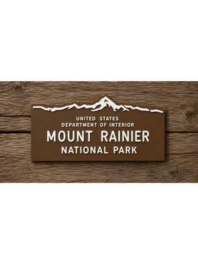 Mount Rainier National Park Entrance Sign Mt Rainier Washington Mountain Forest